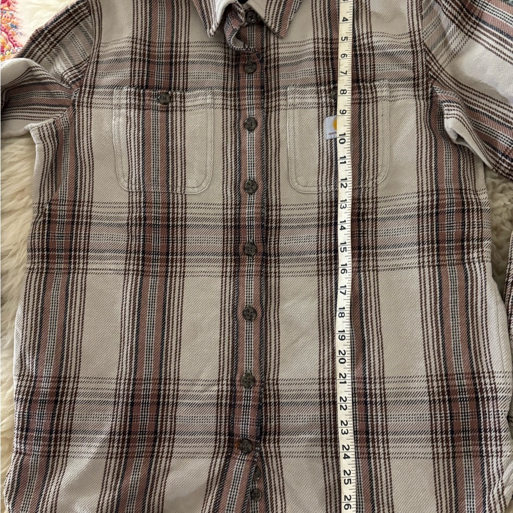 Carhartt Nutmeg Plaid Heavyweight Overshirt Jacket Button Down Oversized - Picture 4 of 5